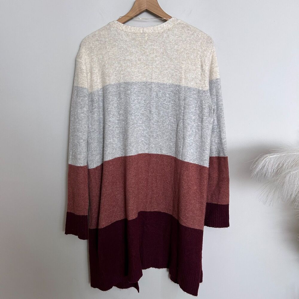 A New Day Colorblock Cardigan Medium Open Front Cozy Soft Knit Pockets - Picture 2 of 6